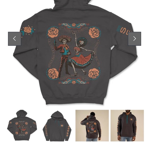 Sendero Charcoal “Viejones” Hoodie with Teal Drawstrings NWT - Picture 7 of 7